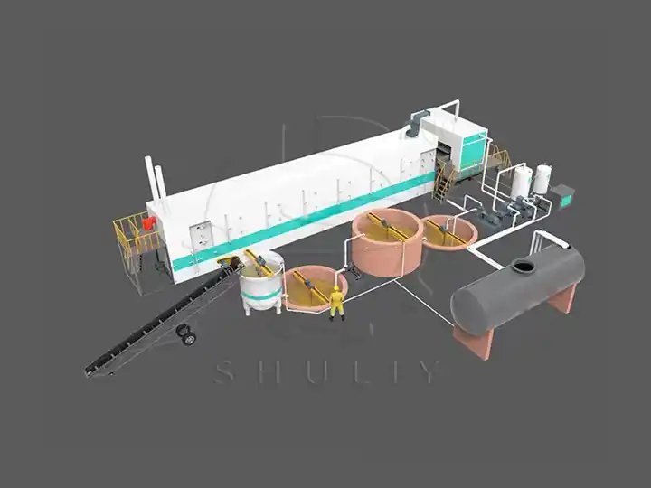 Línea de producción de máquinas formadoras de bandejas para zapatos - Dibujo 3D