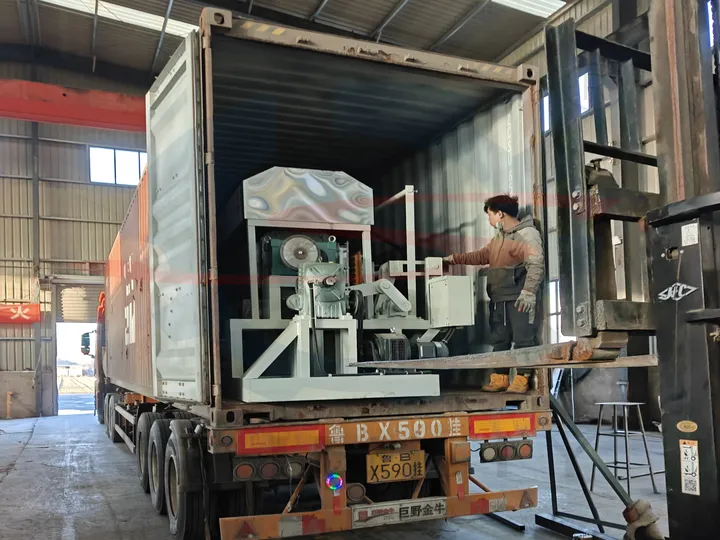 Loading the egg tray machine